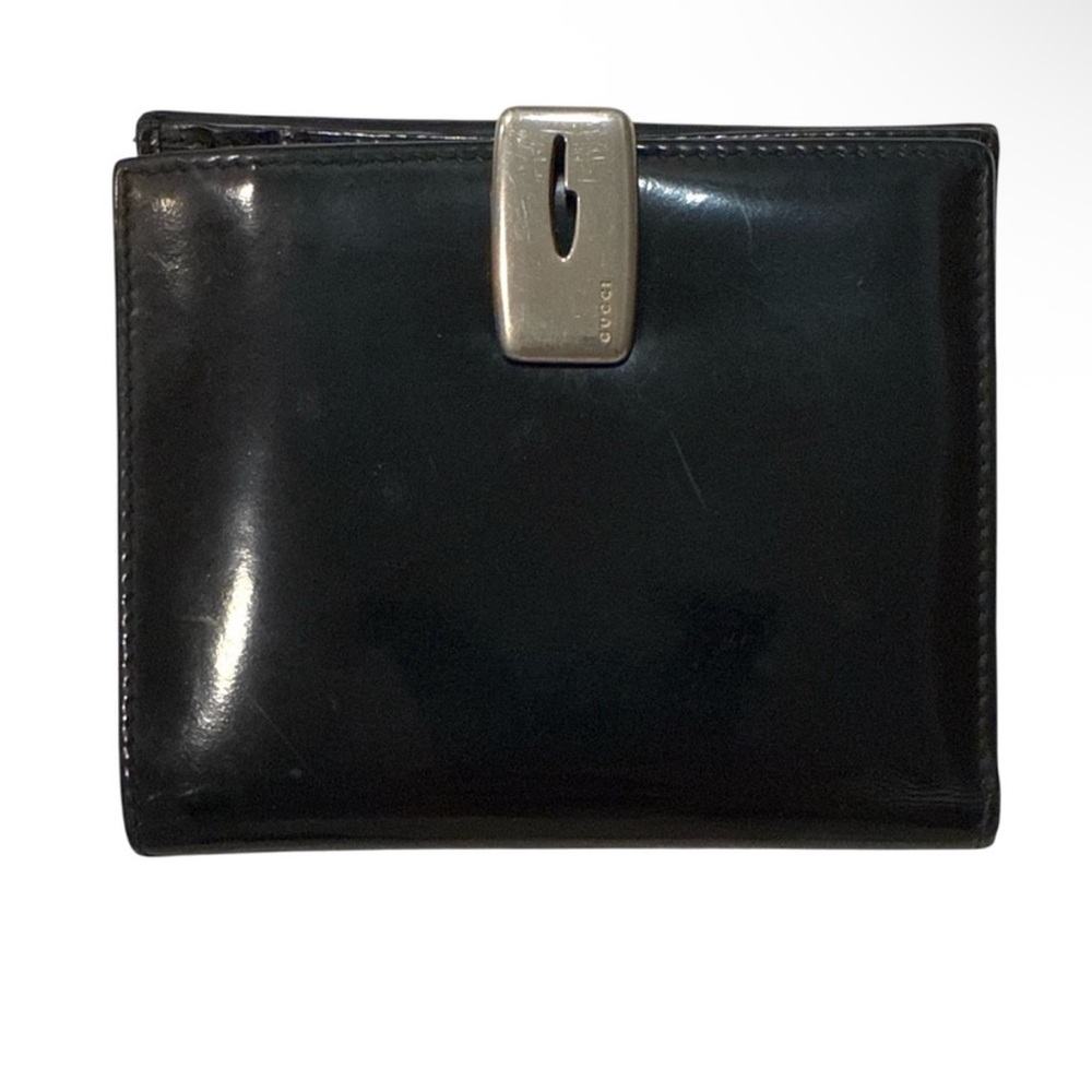Gucci Black patent Leather bifold Wallet